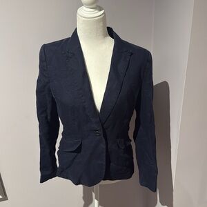 H&M Dark Blue blazer  with White Polka Dot Lining size 10